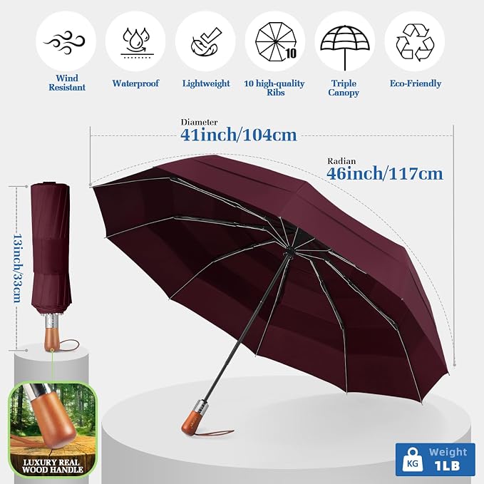 3T Wind Armor Travel Umbrella Compact Easy Auto Open Close Folding Umbrellas - Image 3