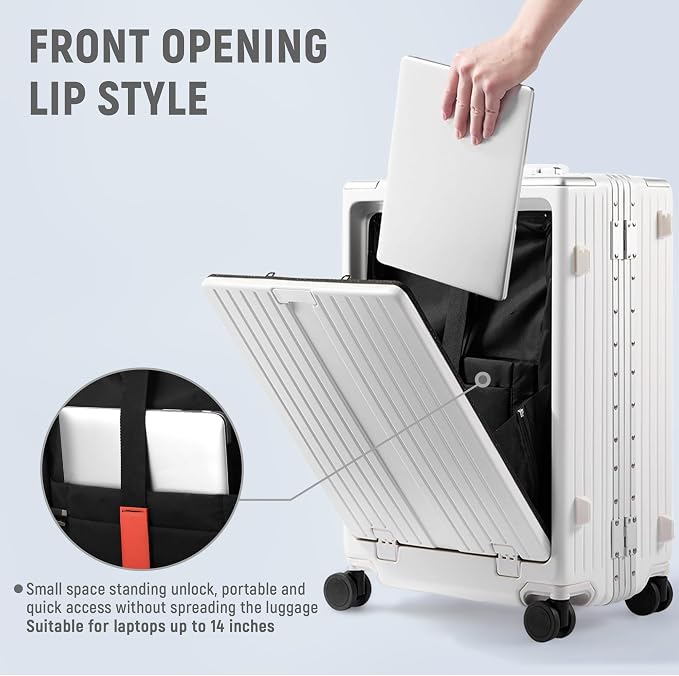 UrbanExplorer 20 Inch Carry On Luggage TSA Approved, Aluminum Frame Zipperless - Image 4