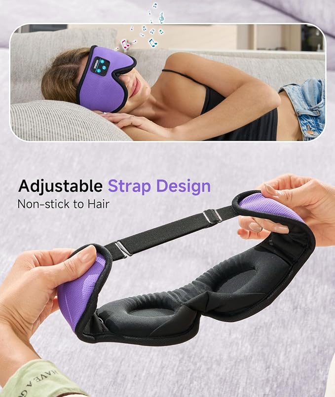 Voerou Sleep Headphones Bluetooth 5.4 Eye Mask, Sleep Mask - Image 7