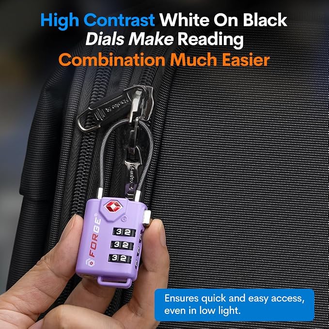 Forge TSA Approved Luggage Locks, Re-settable Combination - Image 4