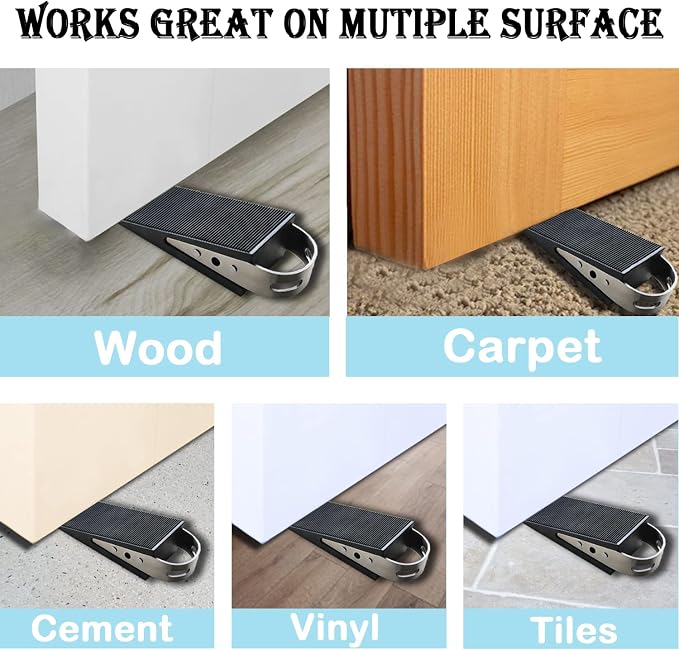 Shackcom Door Stopper, 2 Pack Black Heavy Duty Wedge That Holds Doors Firmly - Image 4