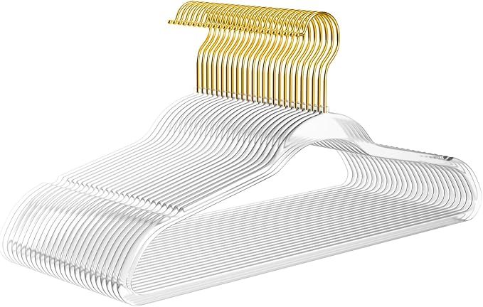 Premium Clear Invisible Acrylic Hangers, 20 Pack Ultra Slim & Space Saving Suit by MIZGI