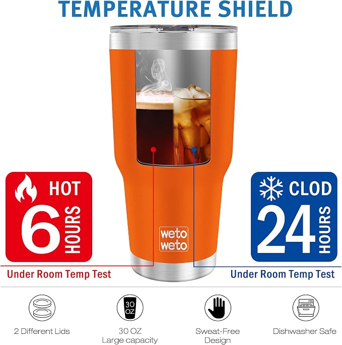 WETOWETO 30 oz Tumbler Stainless Steel Vacuum Insulated Coffee Ice Cup Double - Image 4
