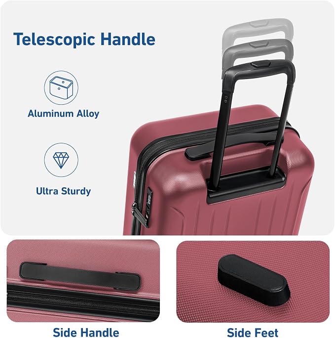 KYME Suitcase Hardshell With Double Spinner Wheels, PC+ABS TSA Lock Travel - Image 3