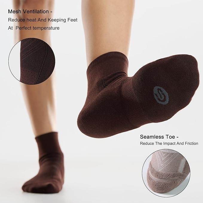 CS CELERSPORT 6 Pairs Women's Running Ankle Socks Athletic Sport Socks Cushioned - Image 5