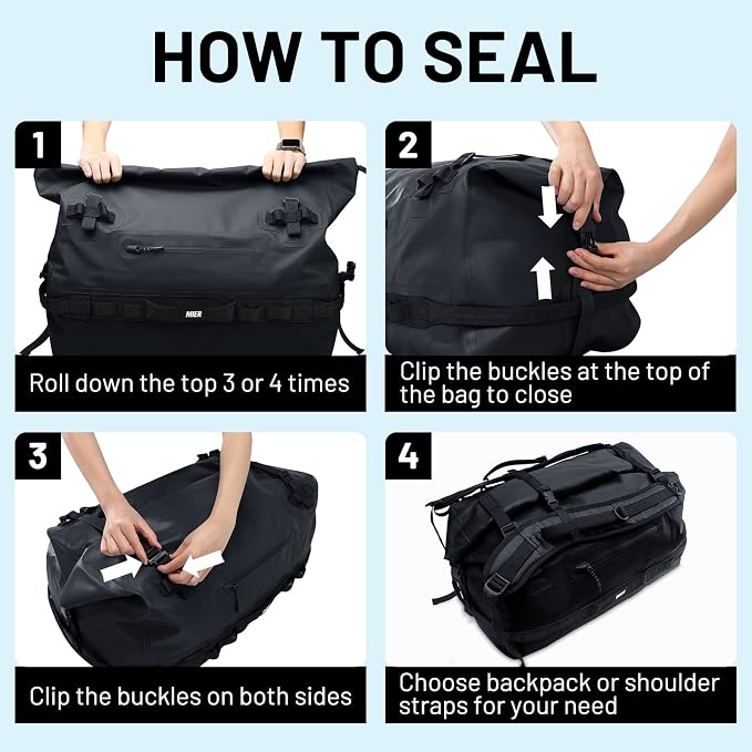 MIER Large Waterproof Duffel Bag Rolltop Dry Backpack Duffle Bags - Image 6