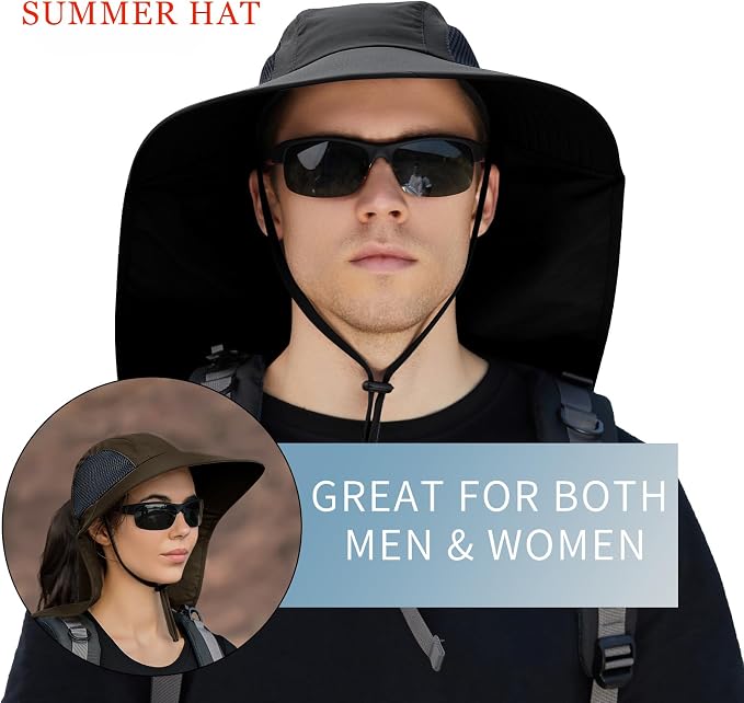 Sun Hat for Men Women with Neck Flap, UPF 50+ UV Protective Hiking Fishing Hats - Image 2