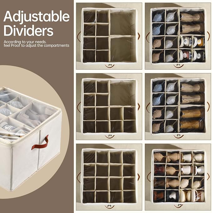 Shoe Organizer for Closet, 2 Pack Foldable Shoe Storage Containers, Fits up to - Image 3