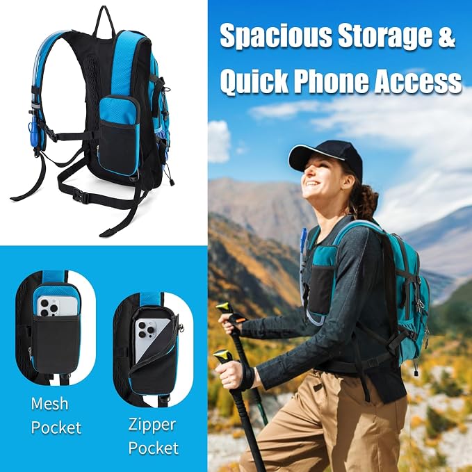 Hydration Backpack Pack with 2L Water Bladder 18L Hiking Backpack Women Men - Image 4