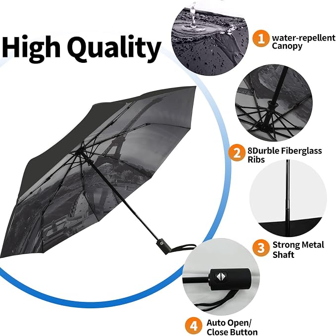 LLanxiry Compact Travel Umbrella, Mini Windproof Umbrellas - Image 4