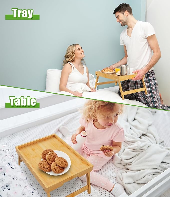 Bed Tray Table with Folding Legs, Bamboo Breakfast in Bed - Image 7