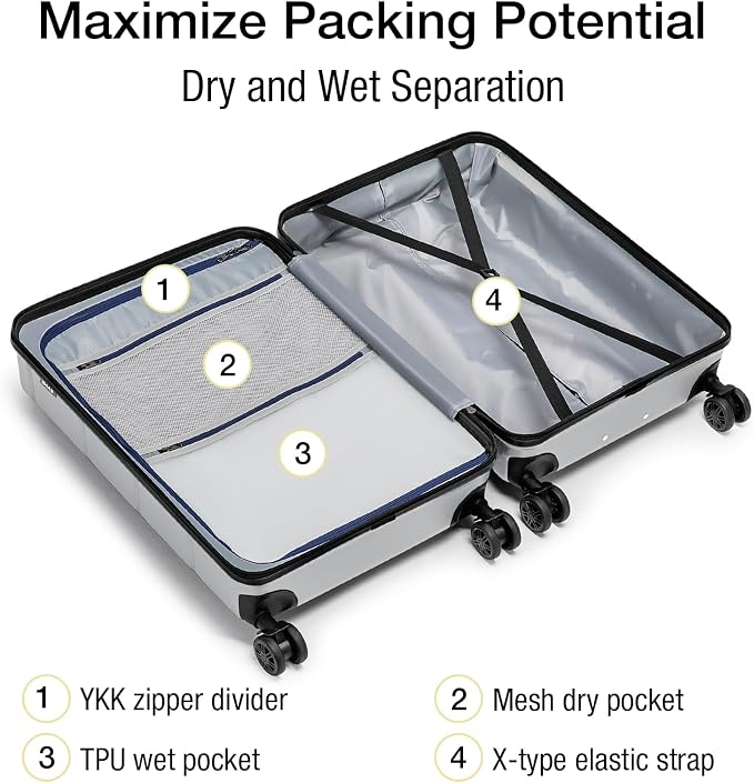 KYME Suitcases with Wheels Hardshell 26 Inch Luggage with TSA Lock Durable - Image 3