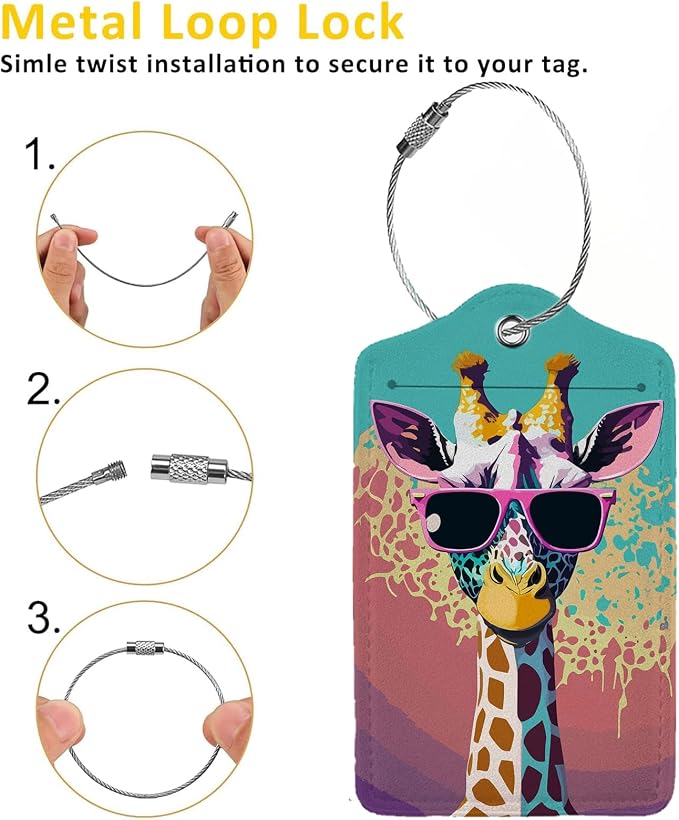 Giraffe in Sunglasses 2 Pack Luggage Tag - Image 3