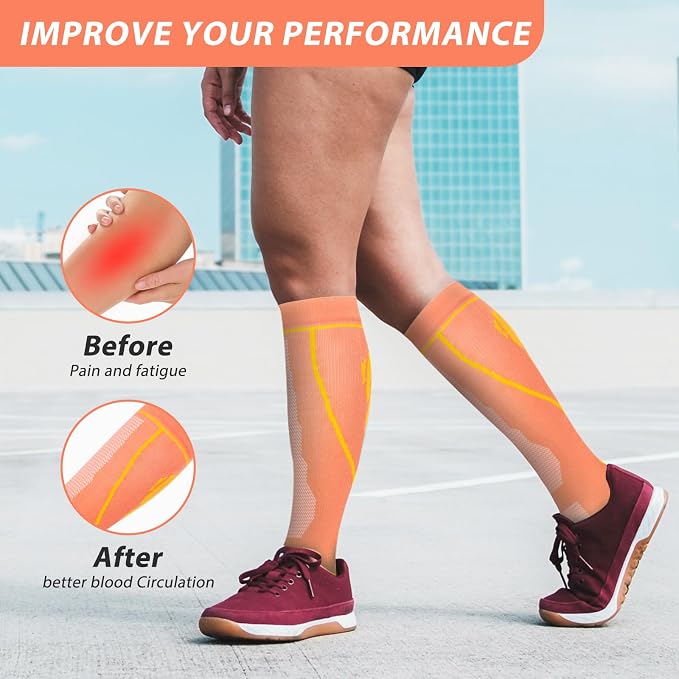 Compression Socks for Women Men Circulation Knee High 8 Pairs for Nurses - Image 3