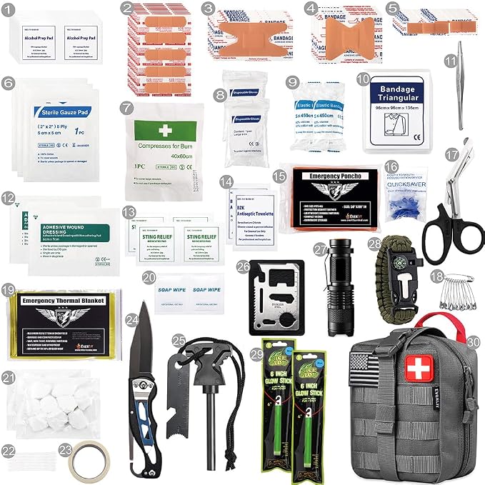 EVERLIT 250 Pieces Survival First Aid Kit IFAK EMT Molle Pouch Survival Kit - Image 2