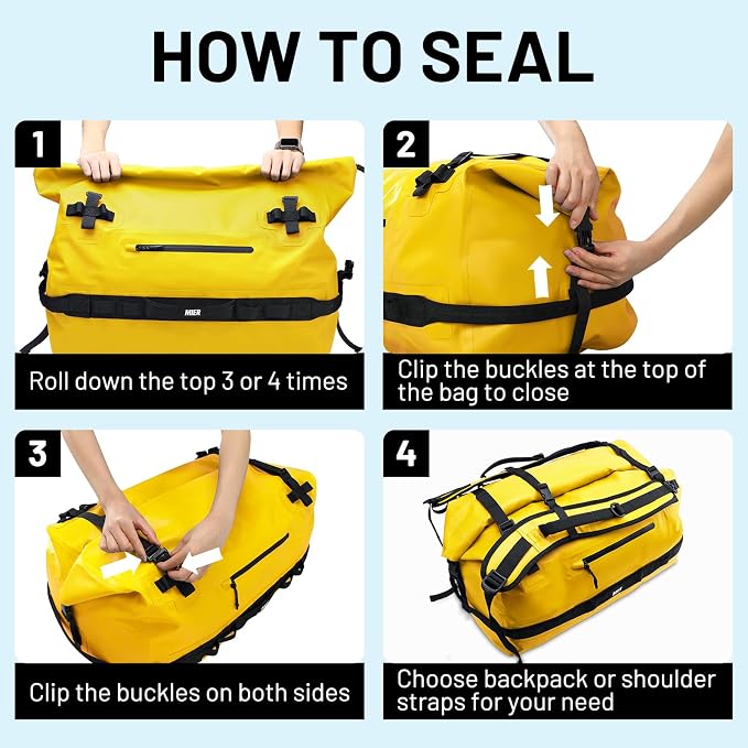 MIER Large Waterproof Duffel Bag Rolltop Dry Backpack Duffle Bags - Image 6