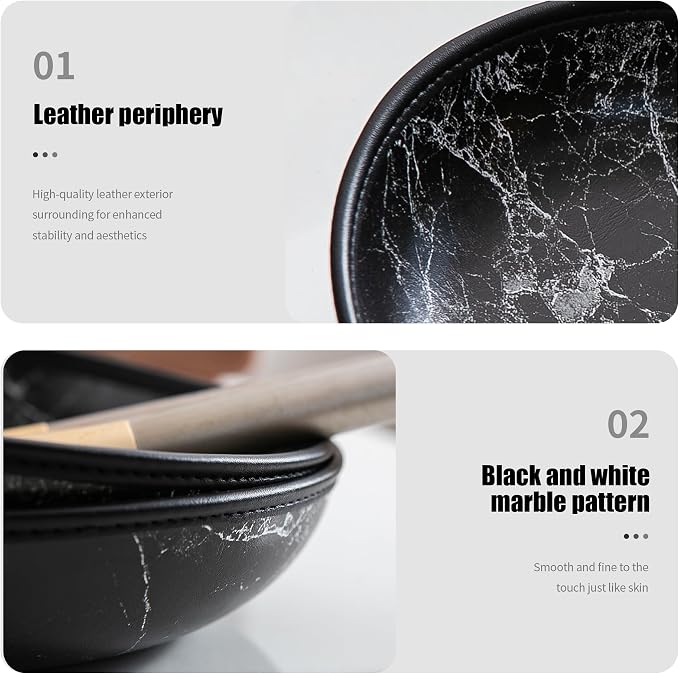 2025 Improved Design Round Marbled Leather Valet Tray Organizer Set of 2 - Image 4