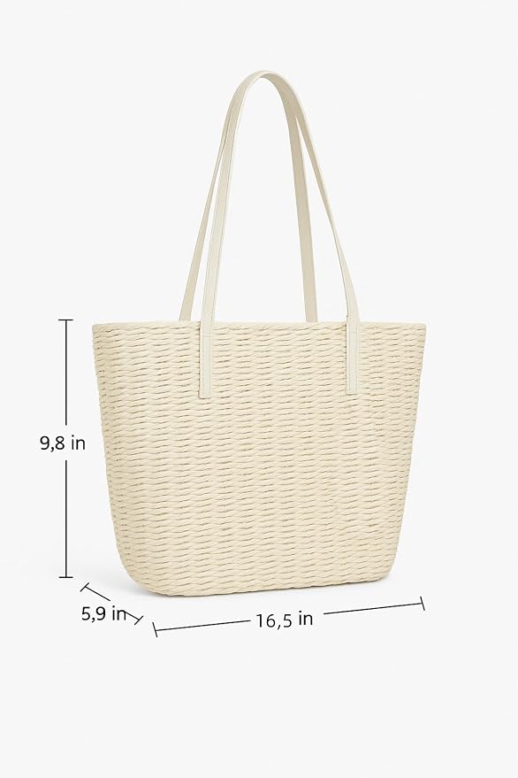 YXILEE Straw Bags For Women | M Size Travel Straw Totes Bag Woven Summer - Image 4