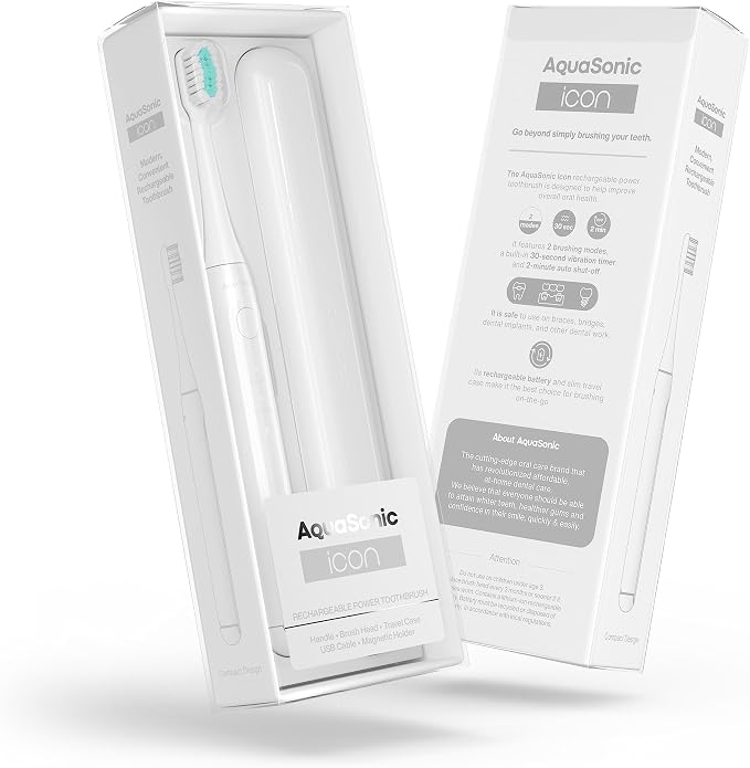 Aquasonic Icon ADA-Accepted Rechargeable Toothbrush | Magnetic Holder & Slim - Image 8