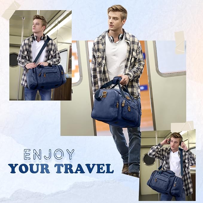 Gonex Canvas Duffle Bag for Travel 50L Expandable Duffel Weekend Overnight Bag - Image 11
