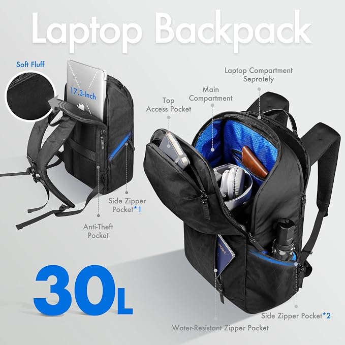 hk Waterproof Travel Backpack for Men – Lightweight 30L Laptop Backpack - Image 2