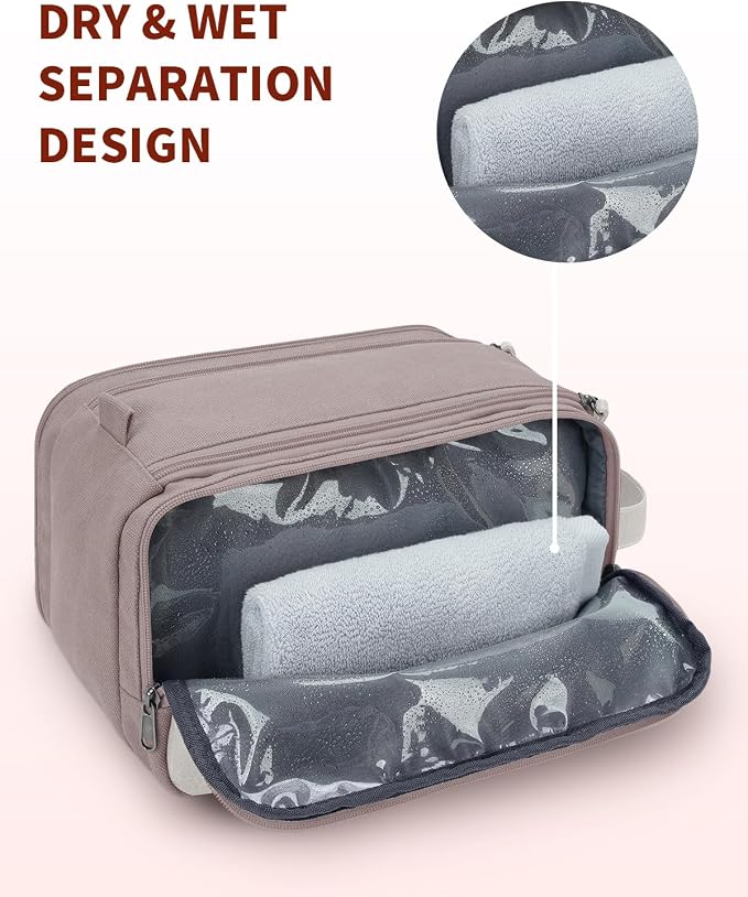 WANDF Toiletry Bag for Men Travel Toiletry Organizer Canvas and Leather Dopp - Image 2