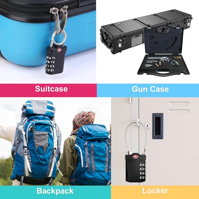 ZHEGE Travel Locks TSA Approved, 4 Digit Cable Luggage Locks - Image 6