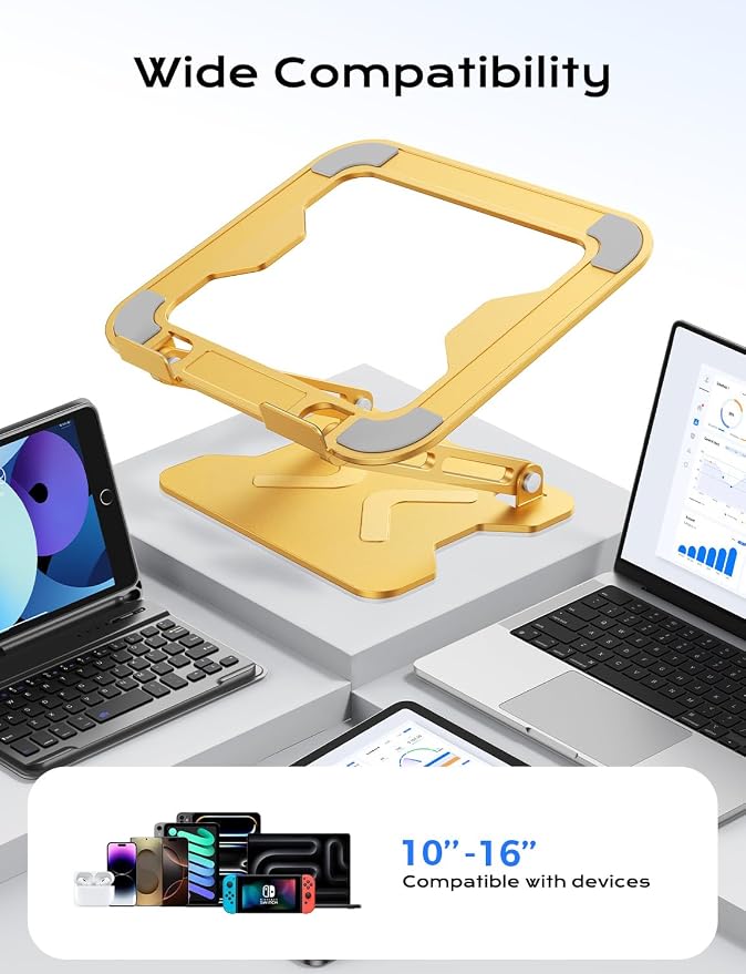 Adjustable Laptop Stand for Desk, Metal Foldable Laptop Riser, Portable Laptop - Image 5