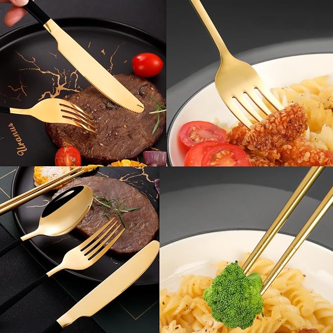 Black Portable Flatware Cutlery Set, TWUTGAYW Stainless Steel Travel Utensils - Image 6
