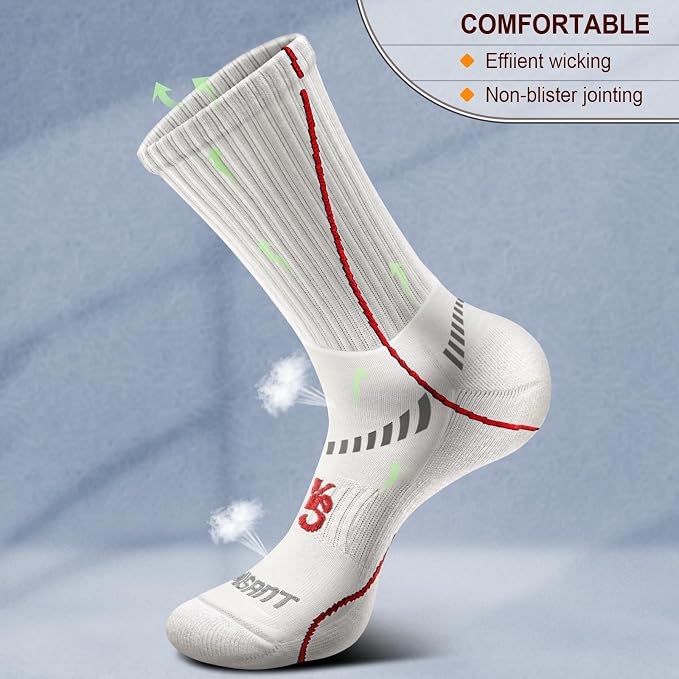 BULLIANT Compression Socks for Men 6Pairs, Athletic Crew Socks Cushioned For - Image 5