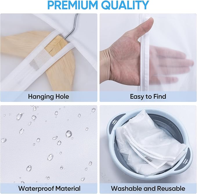 BALEINE 48'' Translucent Garment Bags, 2 Packs PEVA Dress Bag - Image 2