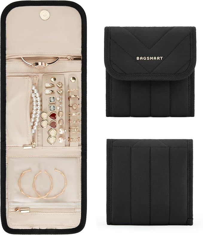 BAGSMART Travel Jewelry Organizer Case, Foldable Jewelry Roll by BAGSMART