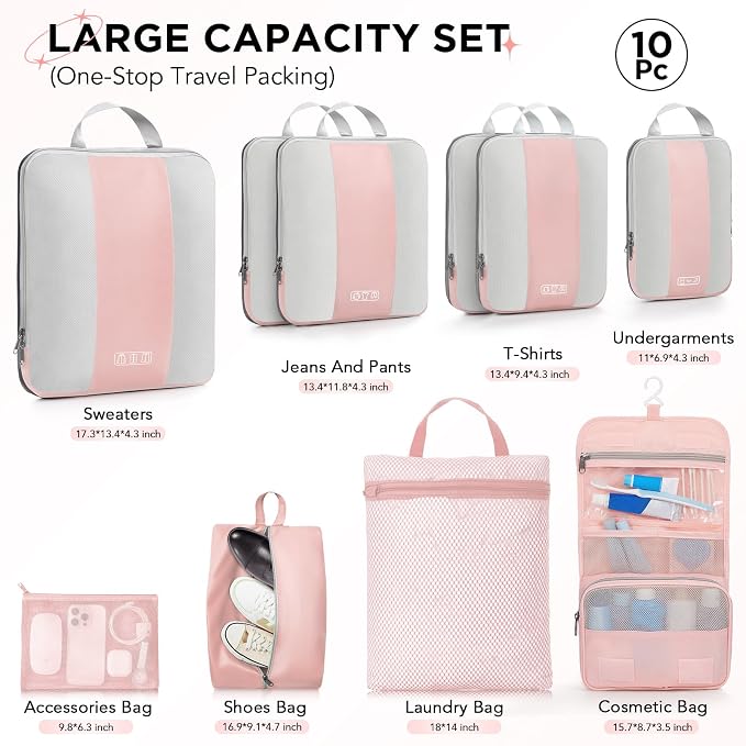 10 Set Compression Packing Cubes - Image 2