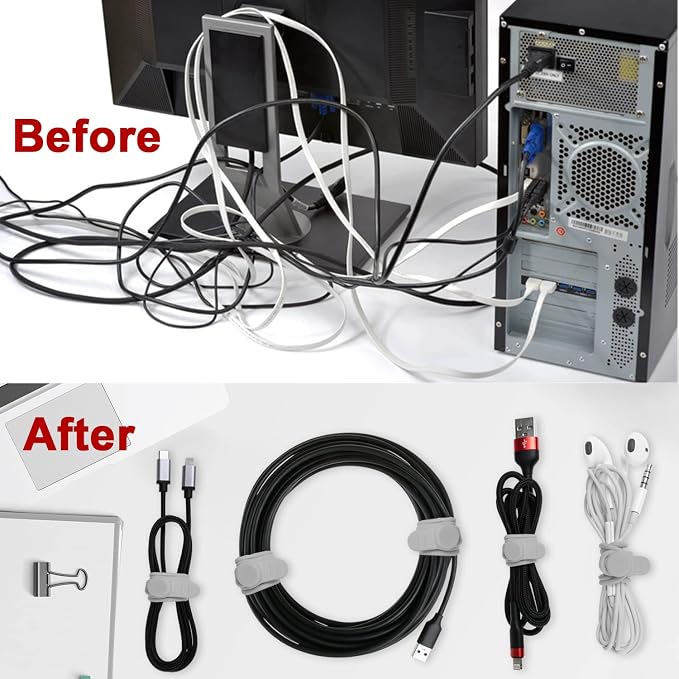Nearockle 16Pcs Silicone Cable Straps Wire Organizer - Image 5
