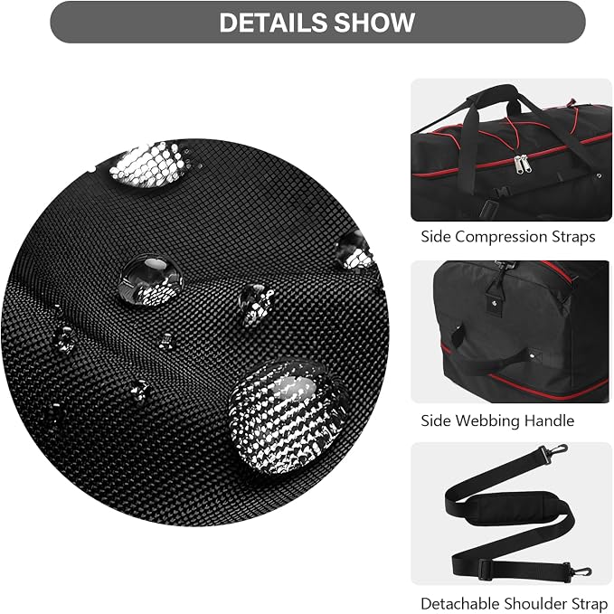 Vomgomfom 32" Soft-Sided Foldable Wheeled Travel Duffel Bag, Expandable 110L to - Image 5