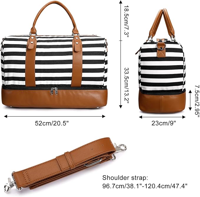 Newshows Women Weekender Bag Canvas Travel Duffel Bag Overnight Carry On Tote - Image 6
