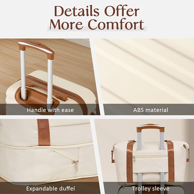 Coolife Suitcase Set 3 Piece Luggage Set Carry On Hardside Luggage - Image 5