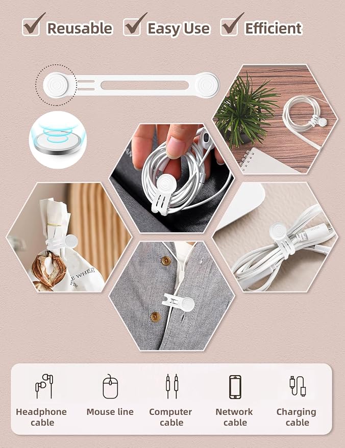 Reusable Silicone Magnetic Cord Ties - Image 3