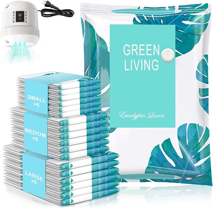 18 Pack Vacuum Storage Bags for Travel Clothing by ALLENADMONDS
