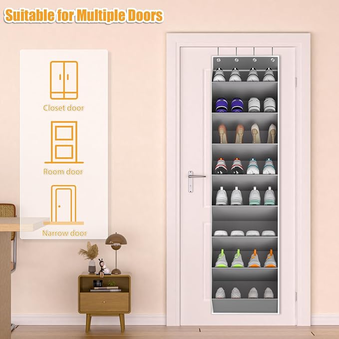 Over The Door Shoe Organizer Storage Fit 16-24 Pairs Hanging Shoe Rack Organiser - Image 5
