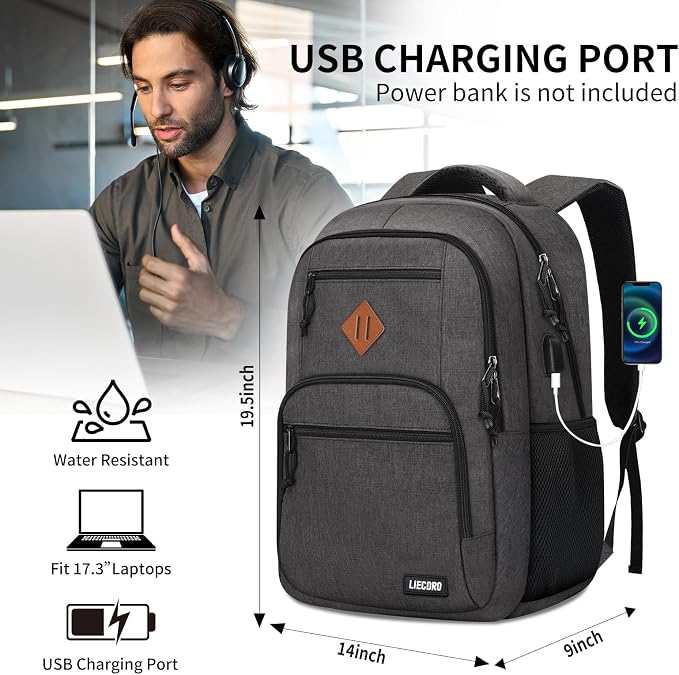 Black Backpacks for Men, Backpack for School, School Backpack for Boys Teens - Image 4