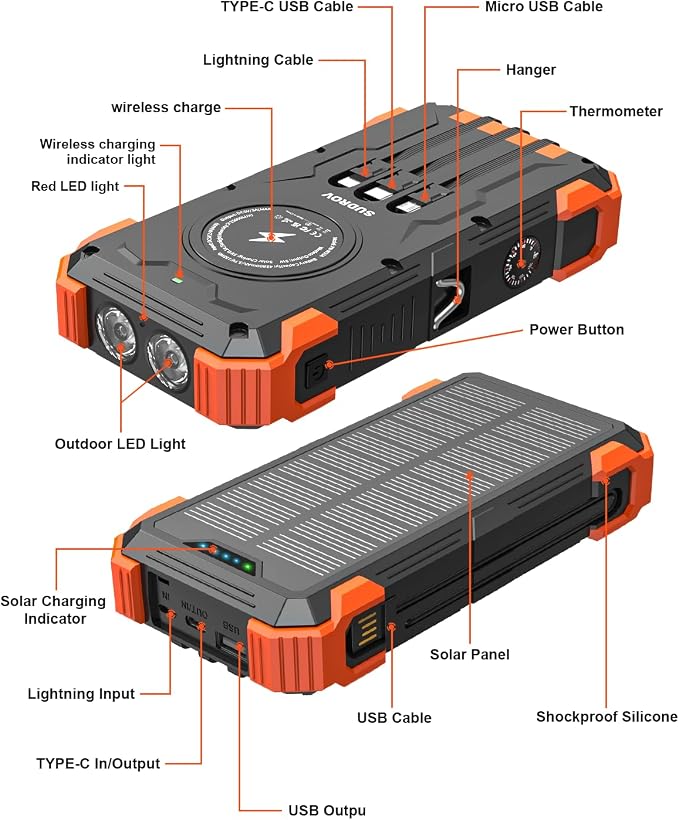 Solar Charger Power Bank, 42800mAh Wireless Portable Charger - Image 8