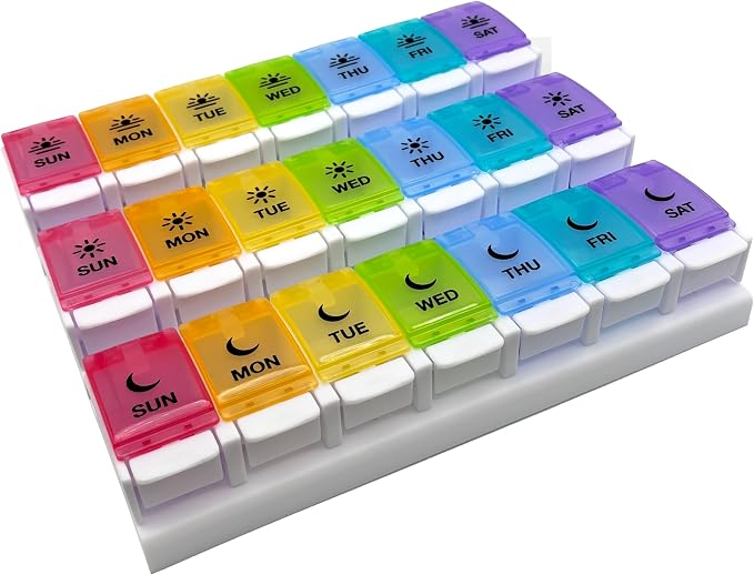 EZY DOSE Weekly Pill Case, Daily Medicine Planner, Vitamin Organizer Container by EZYDOSE