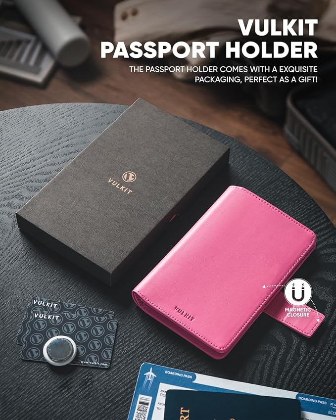 VULKIT Passport Holder with Airtag Holder RFID Blocking Passport Wallet Travel - Image 6