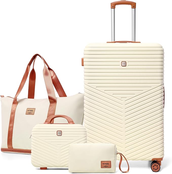 Hoteel 4 Piece Luggage Set Carry on ABS+PC Hard Shell Suitcase by HOTEEL