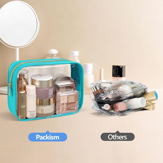 PACKISM Clear Makeup Bag, 2 Pack Upgrade Color-Edged TSA Approved Toiletry Bag - Image 4