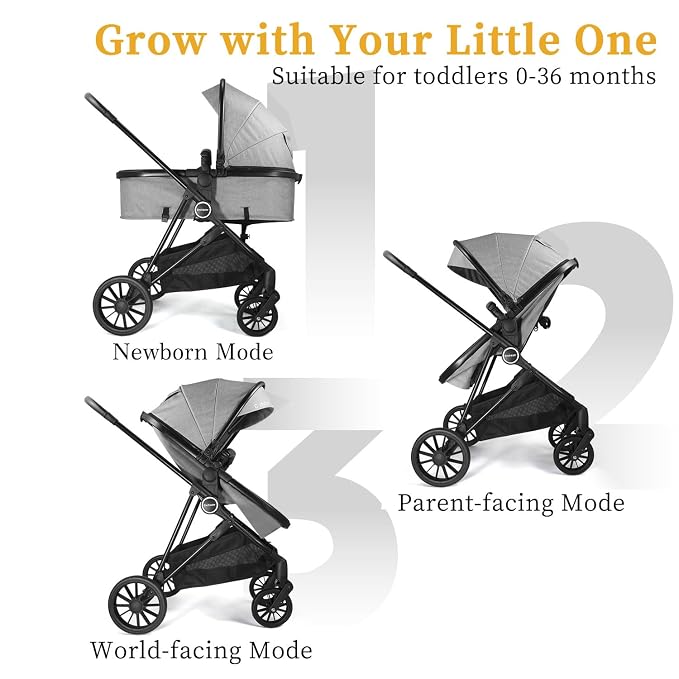 Lite 2.0 Baby Stroller with Newborn Mode, 2-in-1 Foldable Infant Stroller with - Image 2