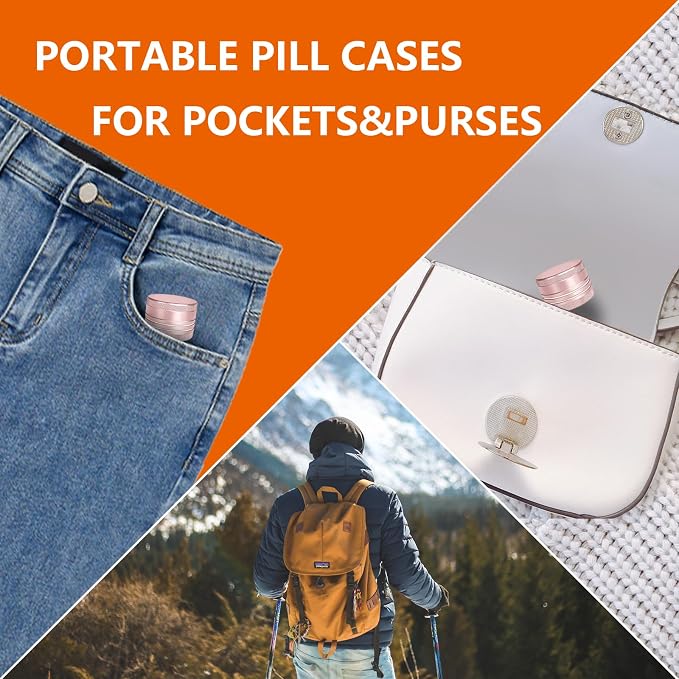 2 Sets Small Pill Box, Portable Daily Box, Aluminium Alloy Round Container - Image 3