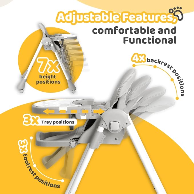 JOYMOR Foldable Baby High Chair, 4 in 1 Convertible Highchair - Image 3