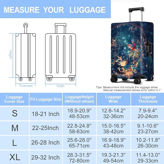 Raccoon Luggage Cover Washable Suitcase Protector Anti-Scratch, Stretchable Fit - Image 6